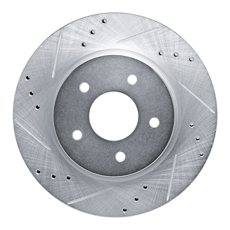 Nissan Rogue Brake Rotor (1) - Rear Left - R1 Concepts - Drilled & Slotted - Silver - `17-`25